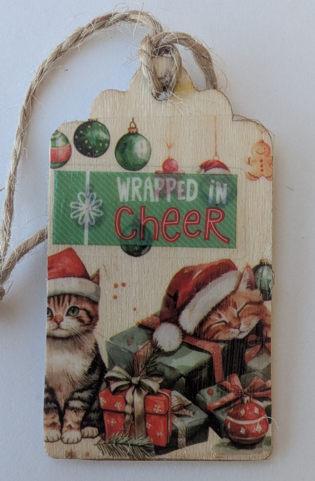 Orange Cats Wooden Gift Tag 1.5"x2.7"