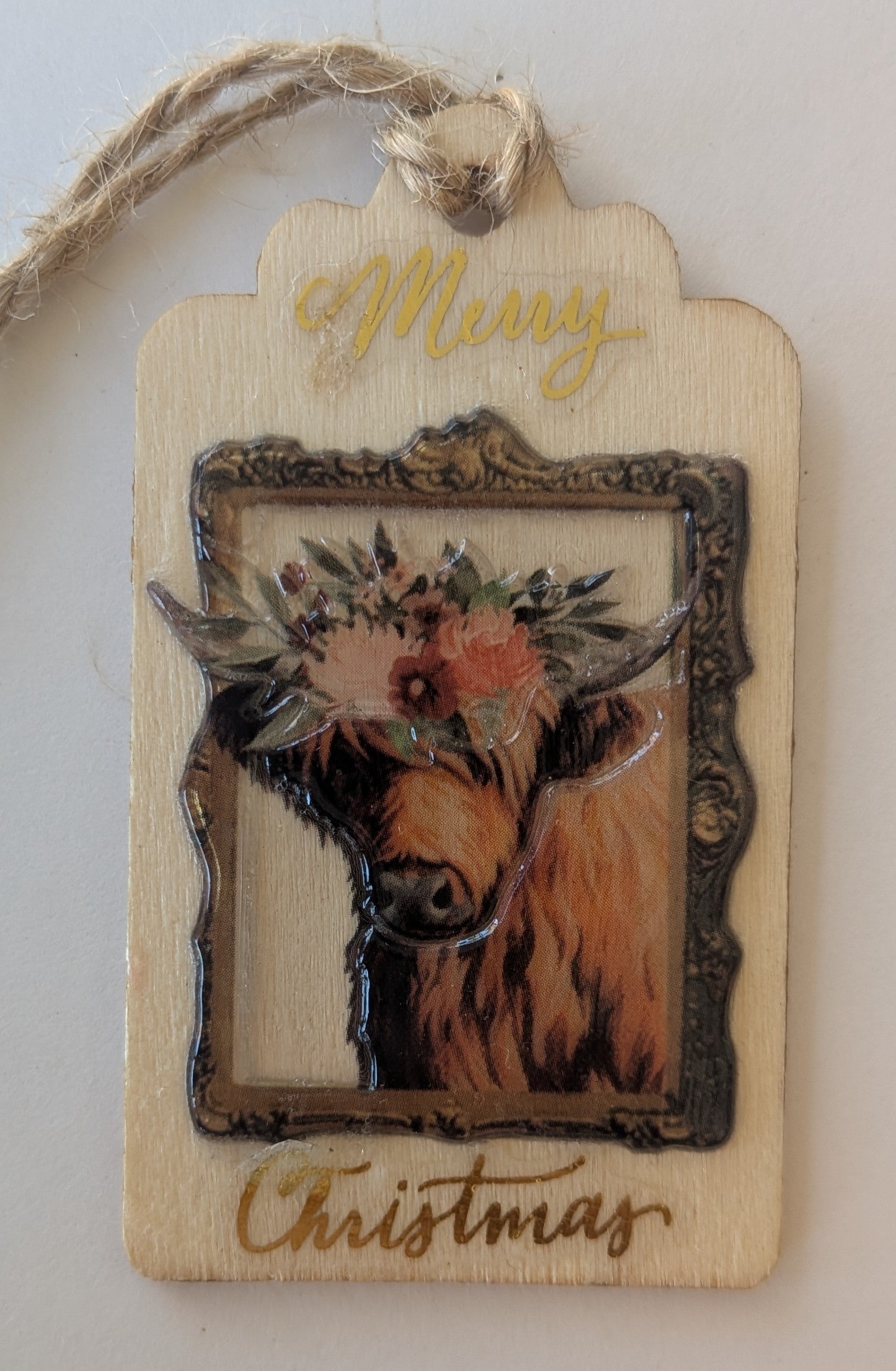 Highland Cow Wooden Gift Tag 1.5"x2.7"