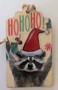Raccoon Santa Wooden Gift Tag 1.5"x2.7"