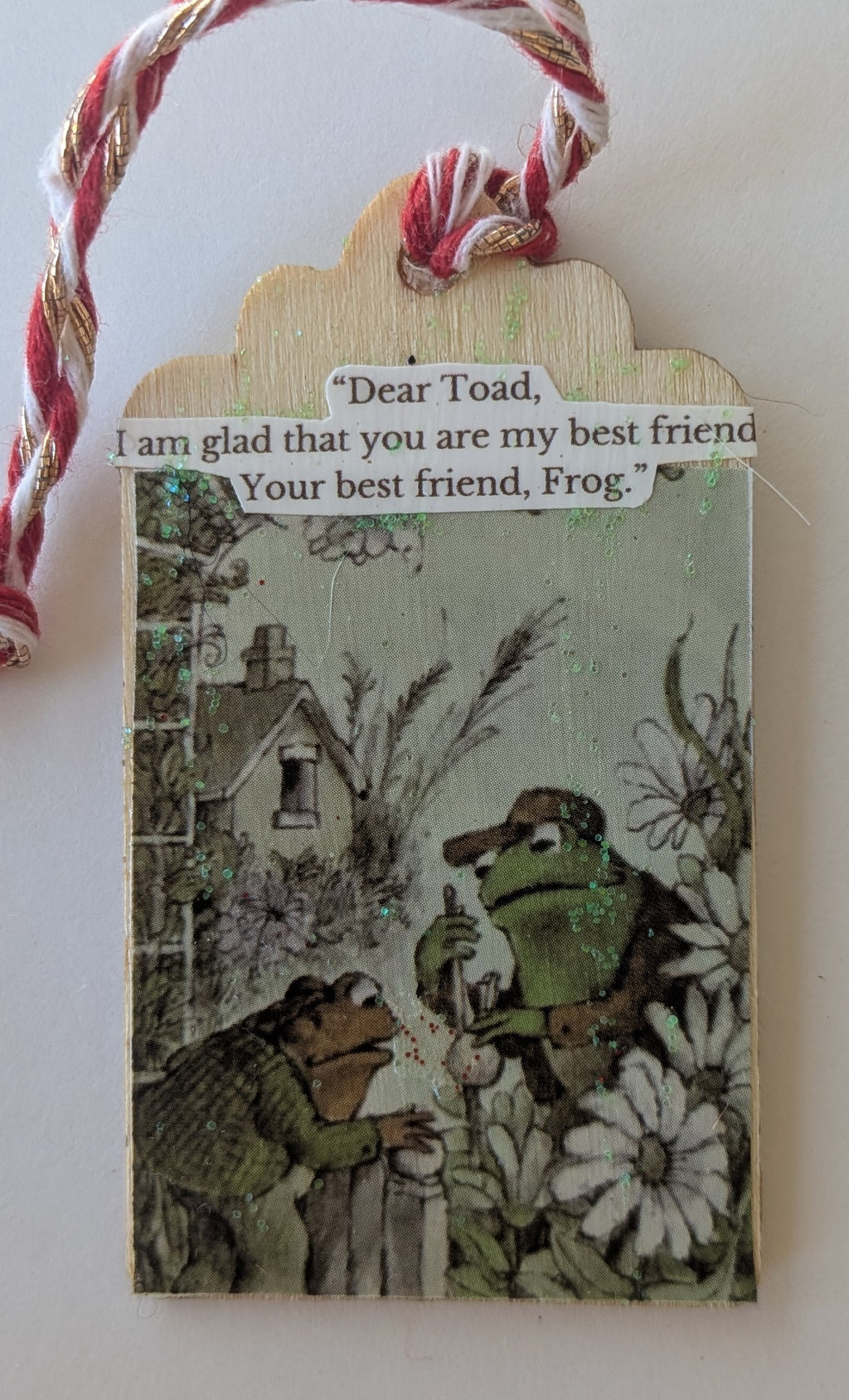 Frog and Toad Wooden Gift Tag 1.5"x2.7"
