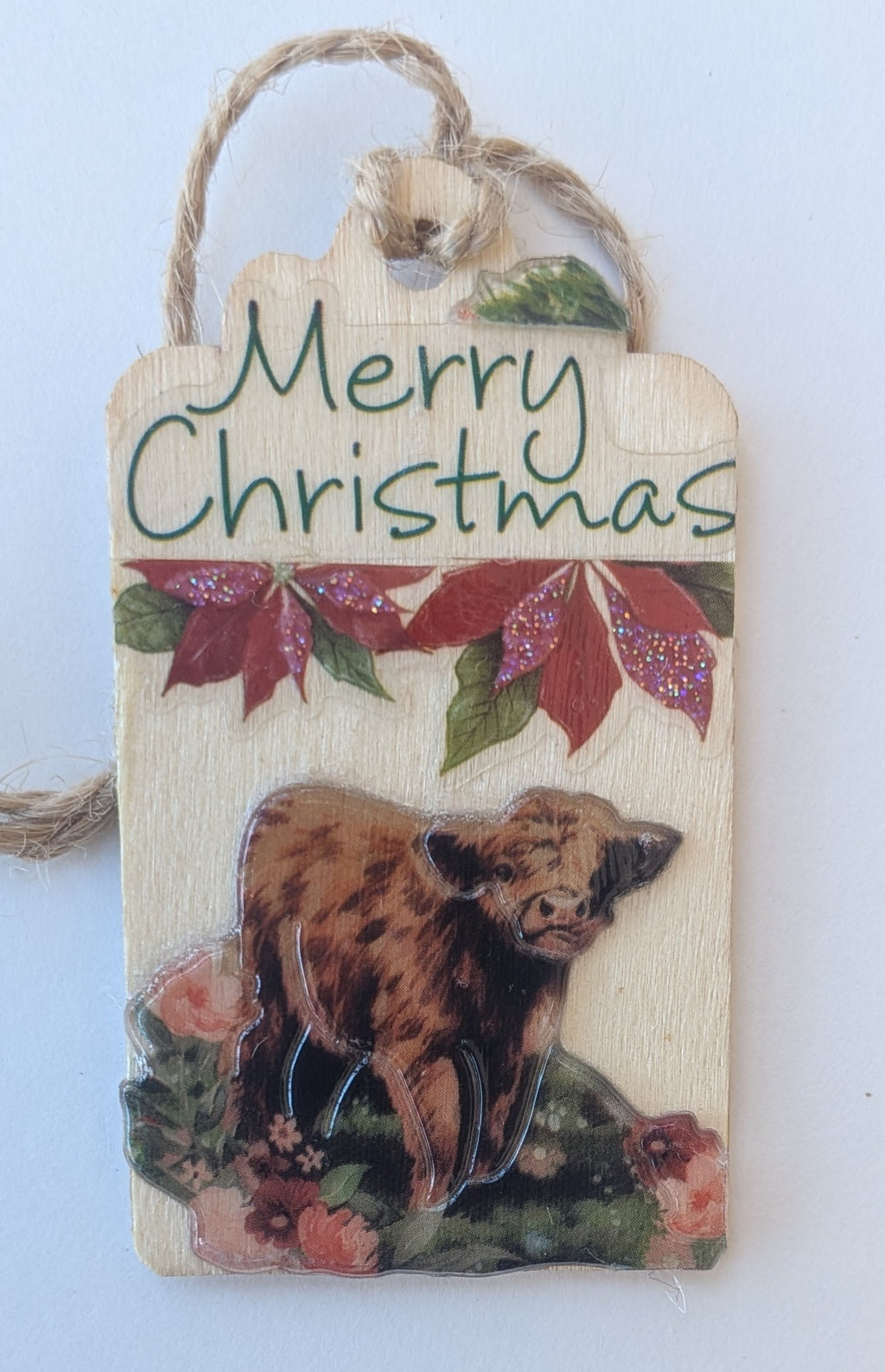 Highland Cow Wooden Gift Tag 1.5"x2.7"