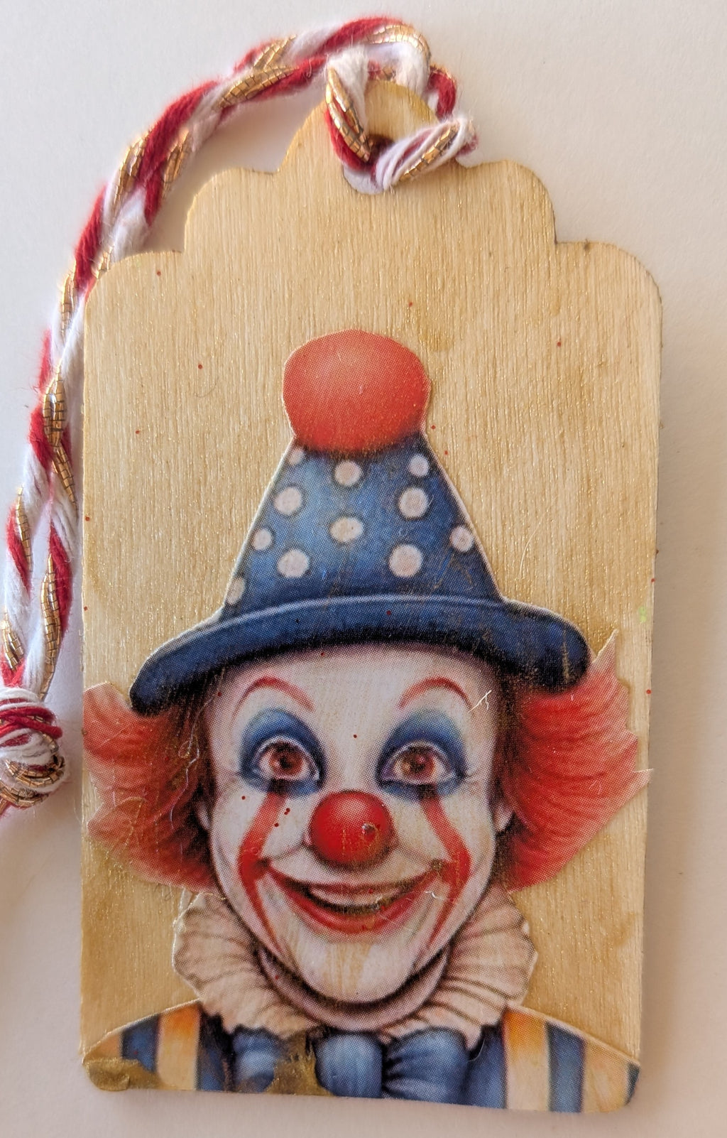 Circus Clown Wooden Gift Tag 1.5"x2.7"