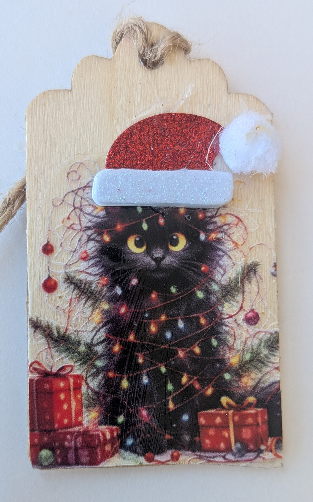 Black Cat Wooden Gift Tag 1.5"x2.7"