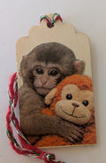 Punch and his Ikea Monkey Wooden Gift Tag 1.5"x2.7"