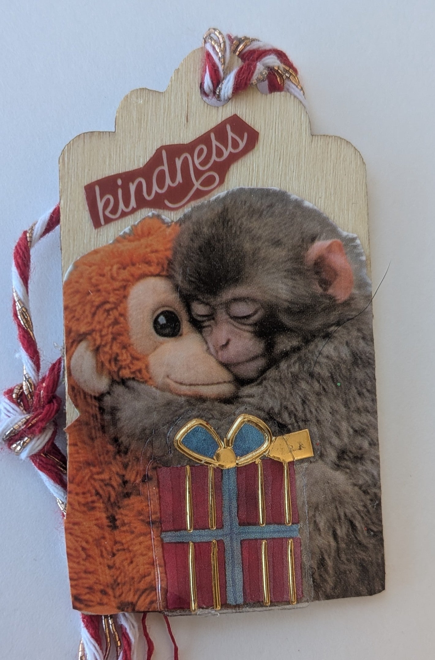 Punch and Ikea Monkey Wooden Gift Tag 1.5"x2.7"