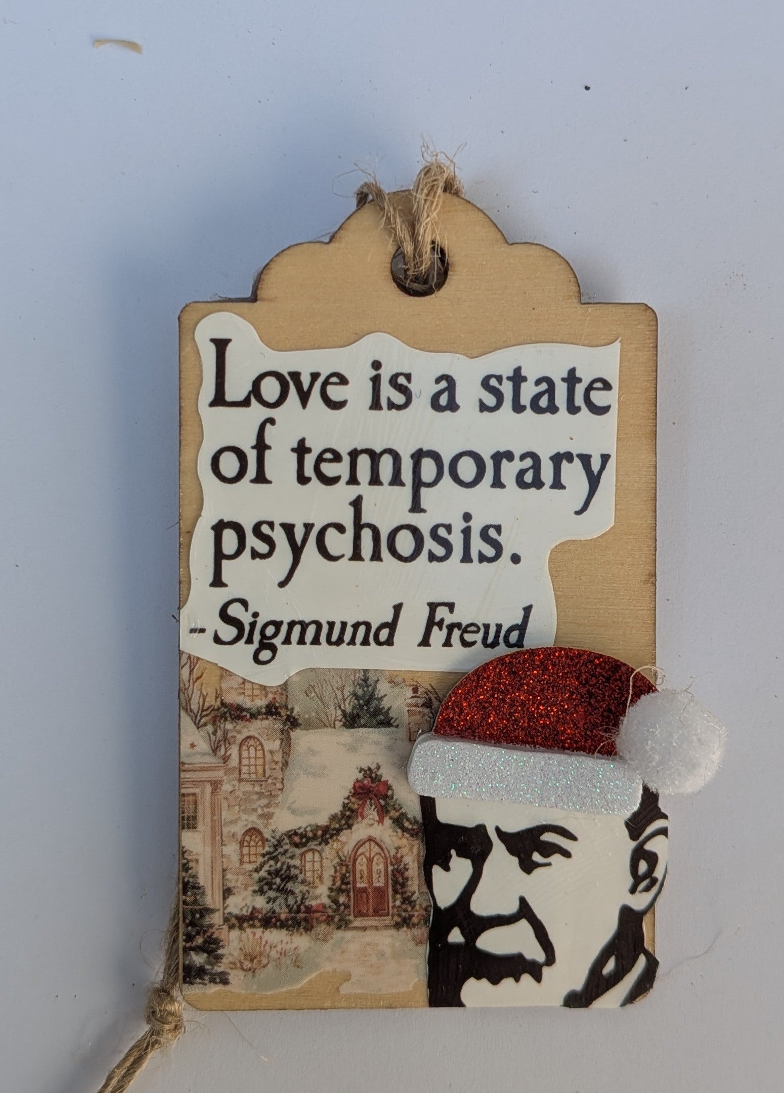Sigmund Freud Wooden Gift Tag 2"x3"
