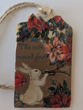 Medieval Rabbit Wooden Gift Tag 1.5"x2.7"
