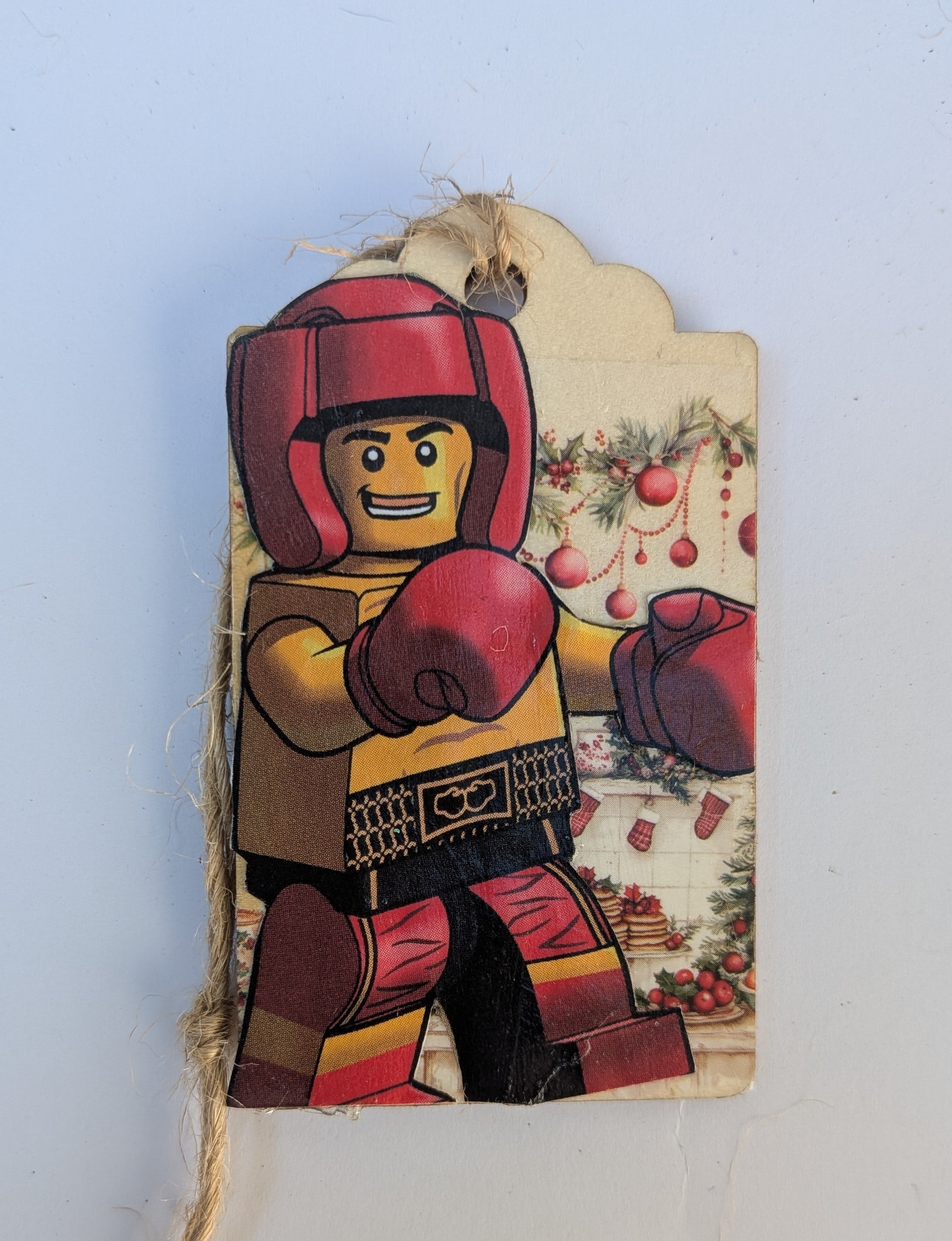 Boxing Lego Man Wooden Gift Tag