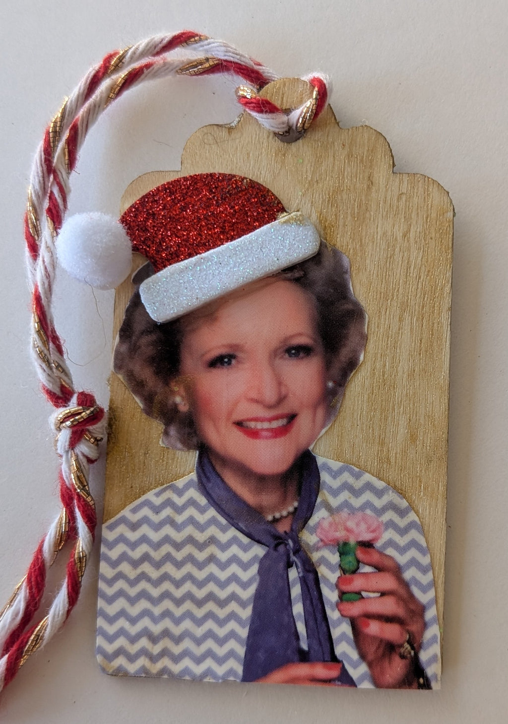 Betty White Wooden Gift Tag 1.5"x2.7"