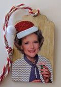 Betty White Wooden Gift Tag 1.5"x2.7"