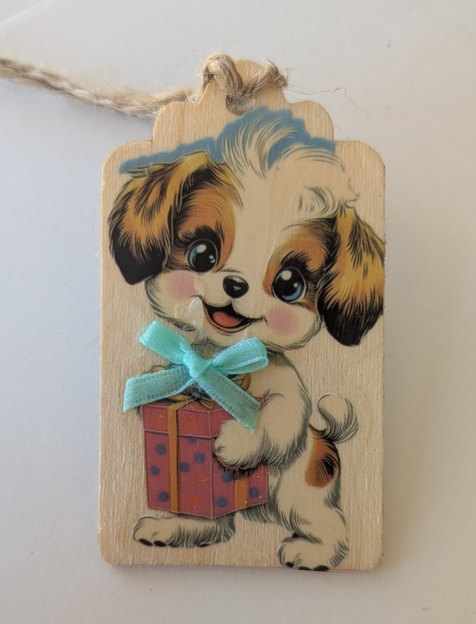 Puppy Wooden Gift Tag 1.5"x2.7"