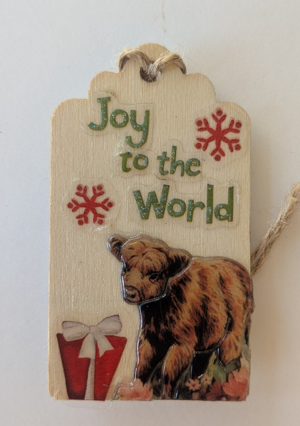 Highland Cow Wooden Gift Tag 1.5"x2.7"
