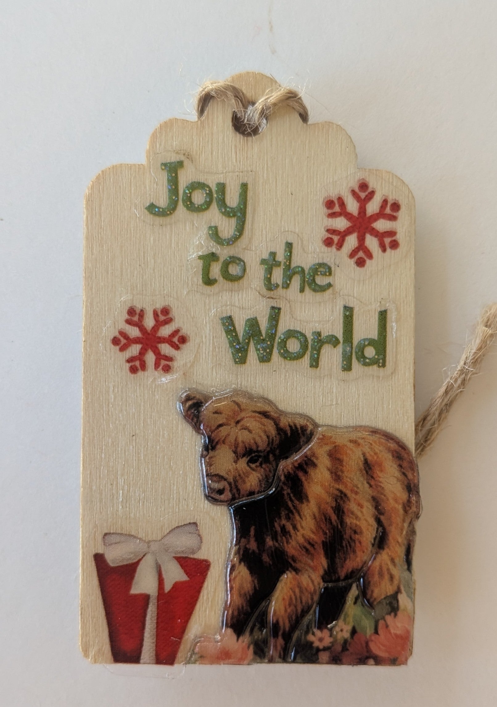 Highland Cow Wooden Gift Tag 1.5"x2.7"