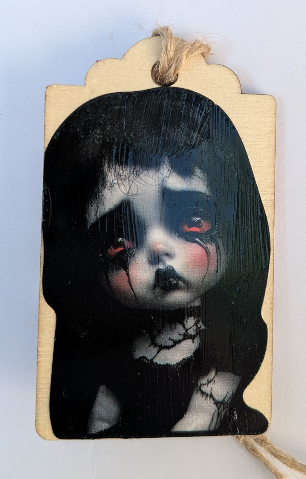 Sad Girl Wooden Gift Tag 2"x3"