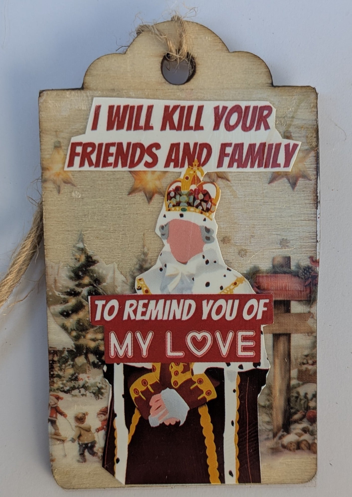 Hamilton King George Wooden Gift Tag 2"x3"