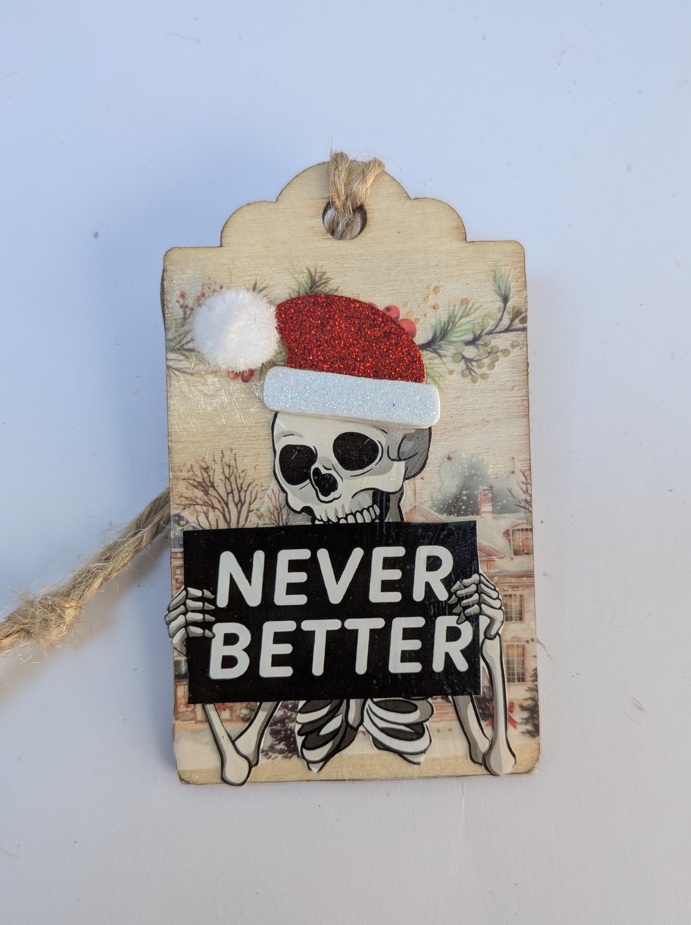Skeleton Wooden Gift Tag