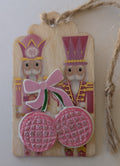 Pink Nutcrackers and Cherries Wooden Gift Tag 1.5"x2.7"