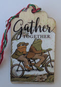 Frog and Toad Wooden Gift Tag 1.5"x2.7"