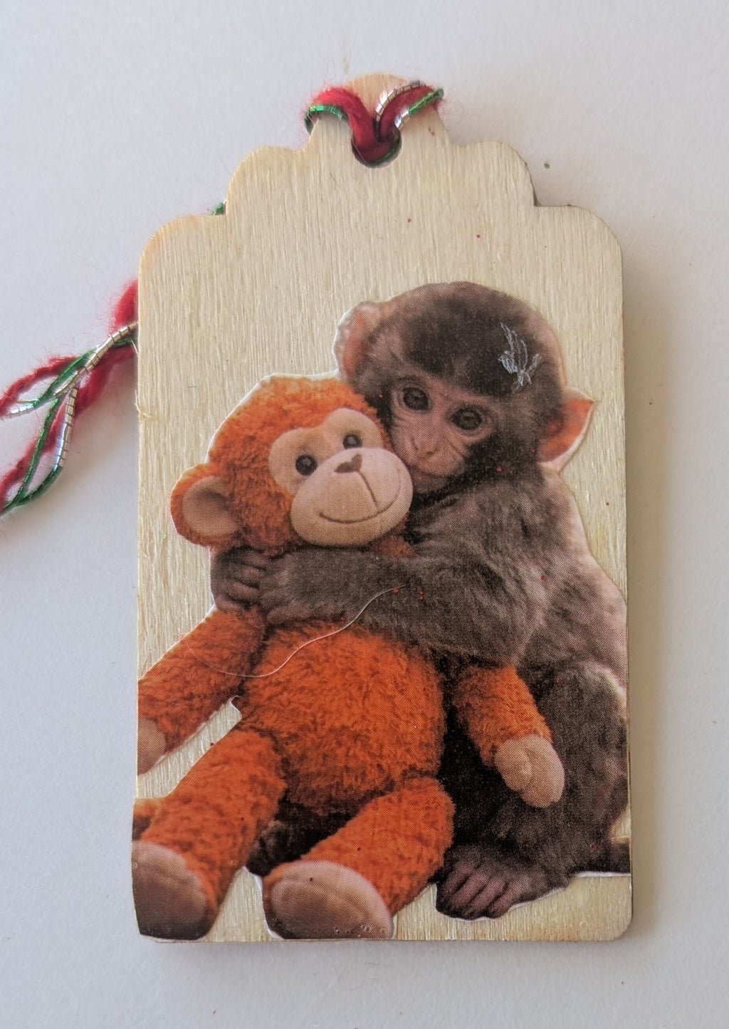 Punch and his Ikea Monkey Wooden Gift Tag 1.5"x2x7"