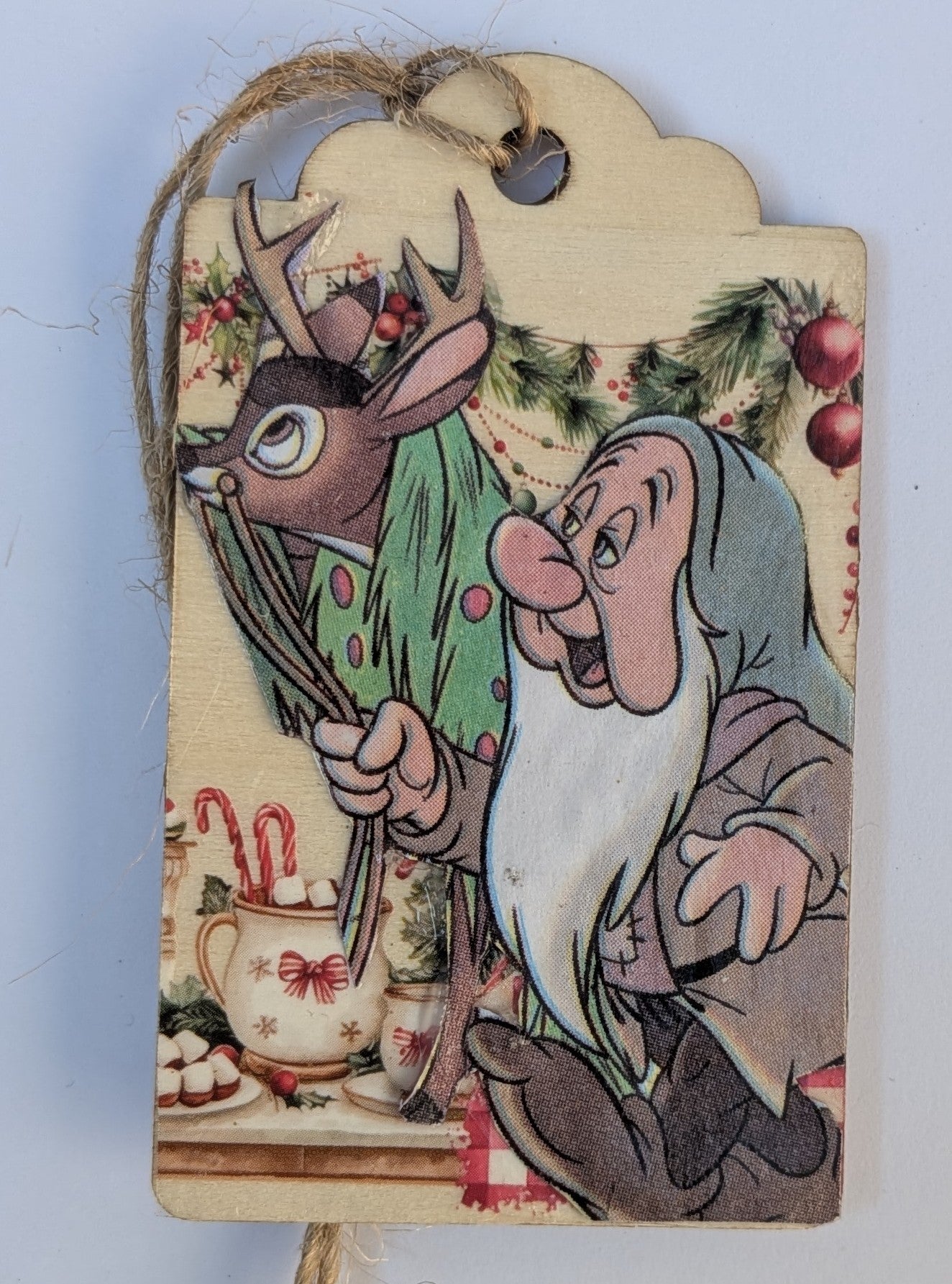 Sleepy Dwarf Wooden Gift Tag 2"x3"