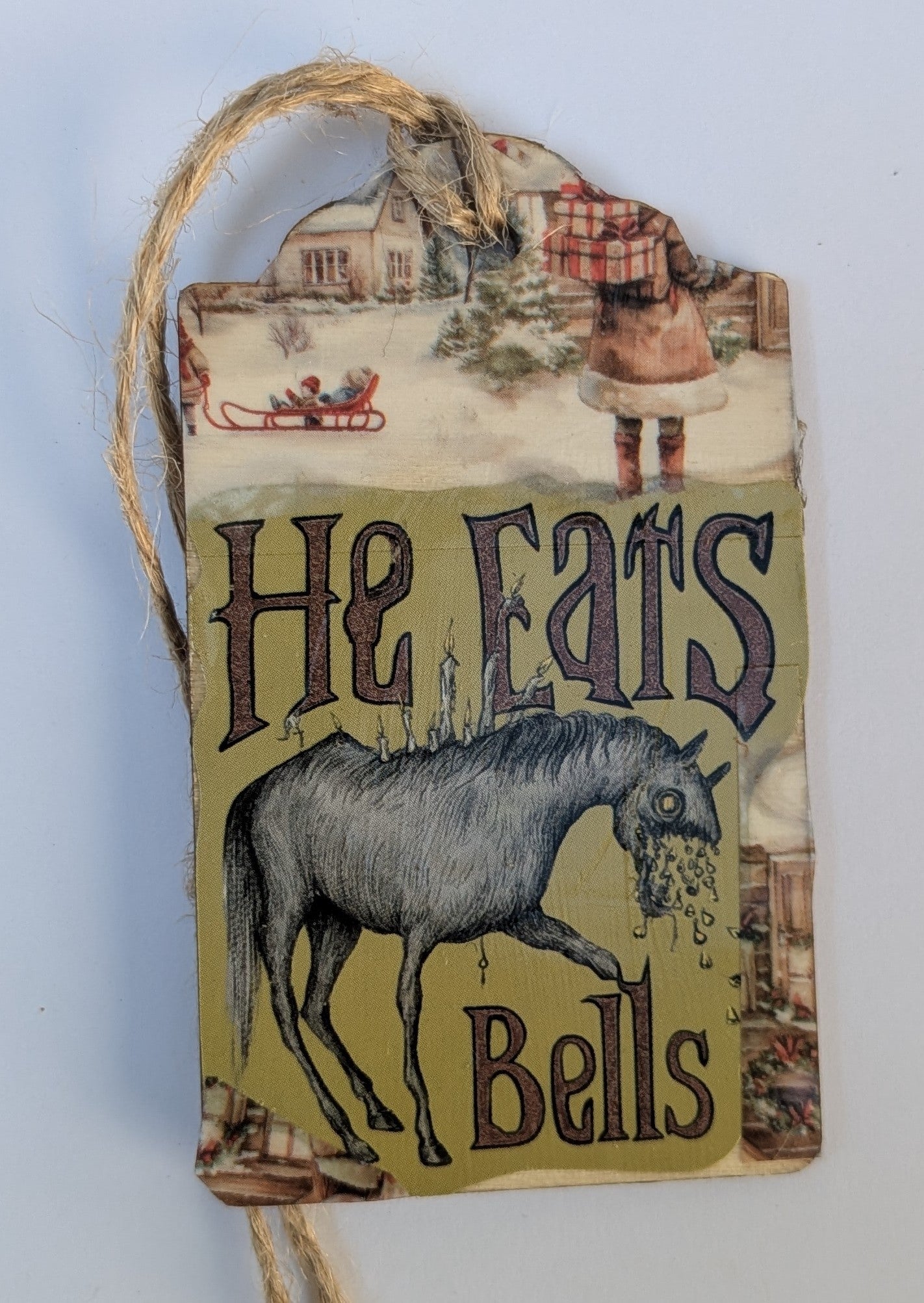 Weird Medieval Horse Wooden Gift Tag 2"x3"