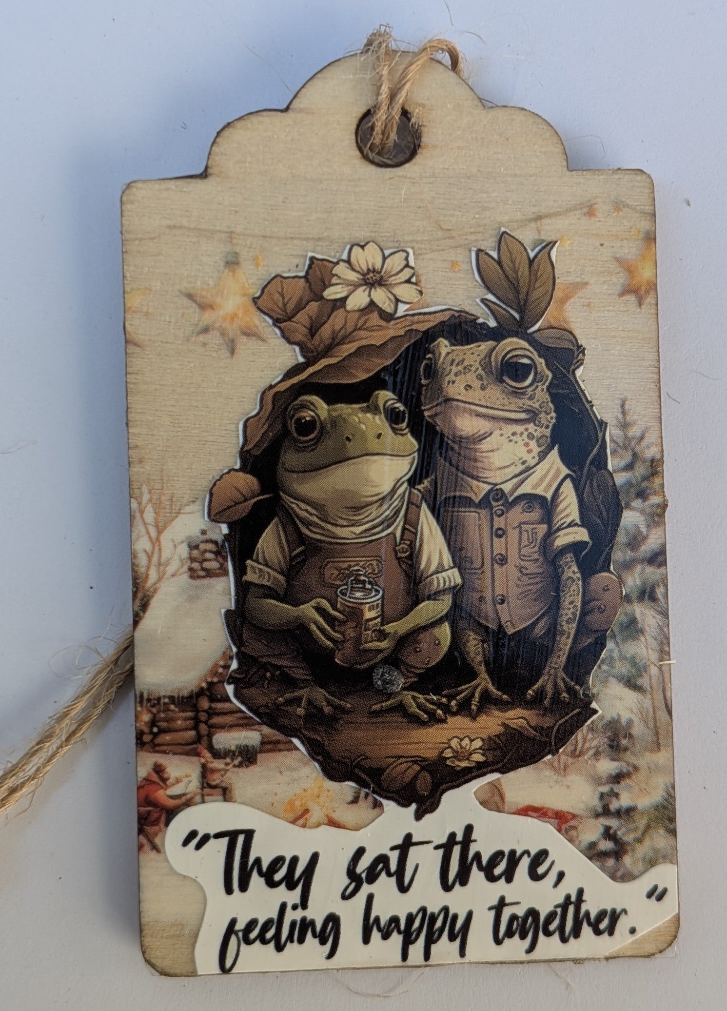 Frog and Toad Wooden Gift Tag 2"x3"