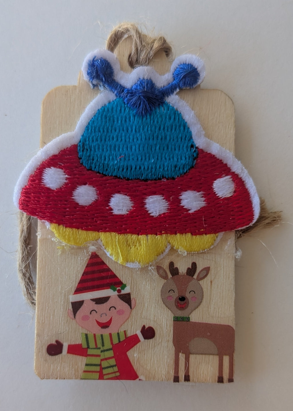 Spaceship Wooden Gift Tag 1.5"x2.7"