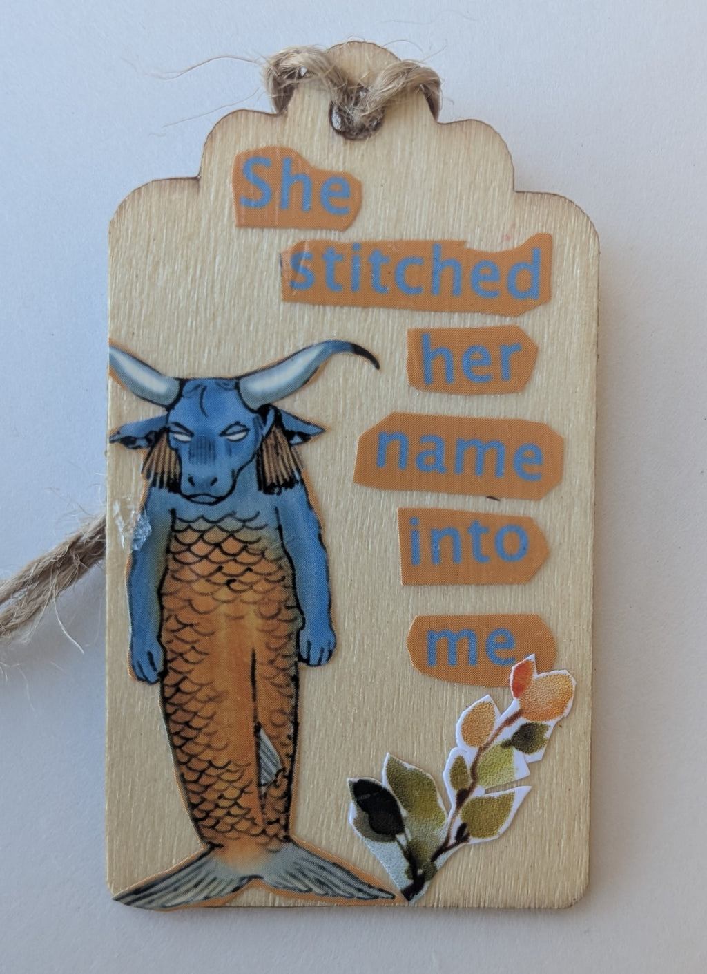 Creepy Mermaid Wooden Gift Tag 1.5"x2.7"