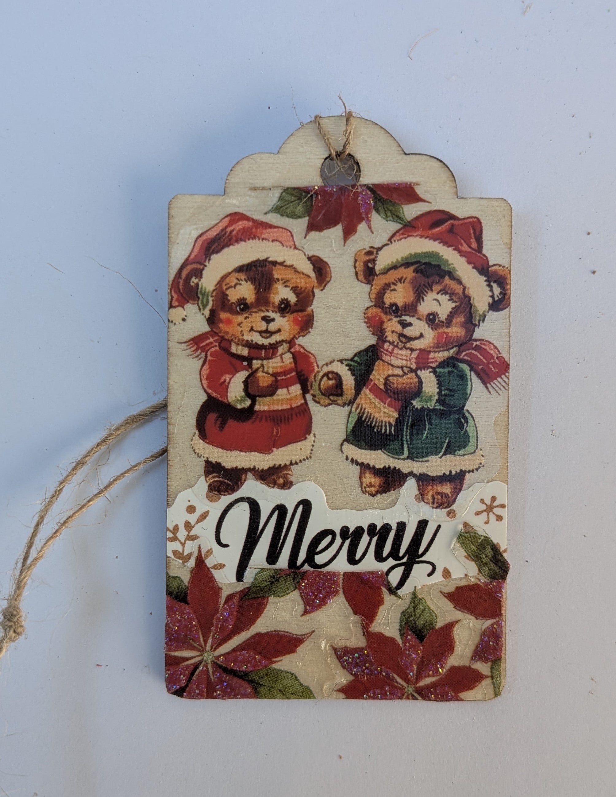 Merry Chipmunk Wooden Gift Tag