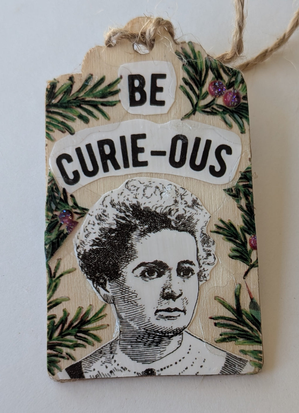 Marie Curie Wooden Gift Tag 1.5"x2.7"