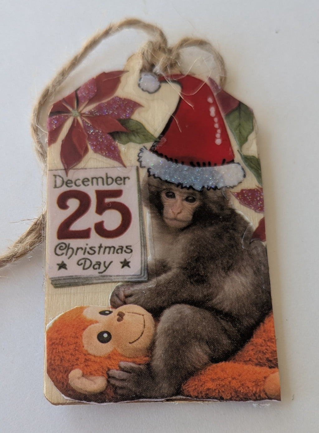 Punch and His Ikea Monkey Wooden Gift Tag 1.5"x2.7"