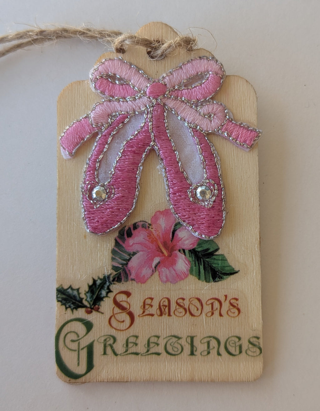 Ballet Slippers Wooden Gift Tag 1.5"x2.7"