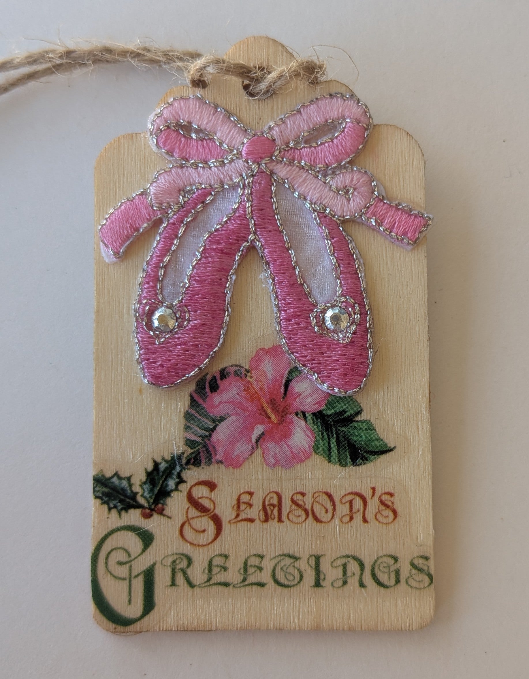 Ballet Slippers Wooden Gift Tag 1.5"x2.7"