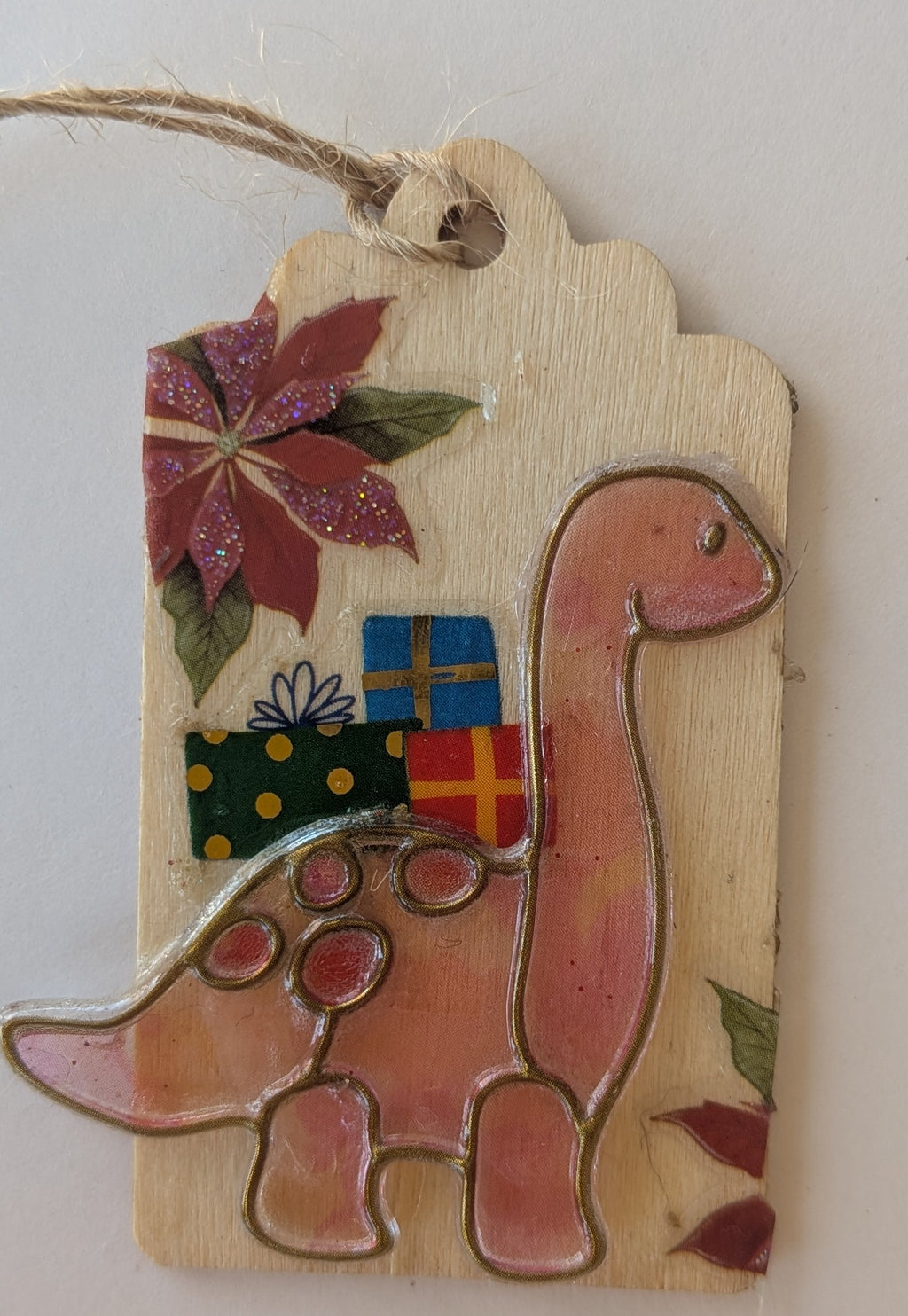 Dinosaur Wooden Gift Tag 1.5"x2.7"